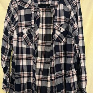 Torrid Black and Pink Plaid Shirt